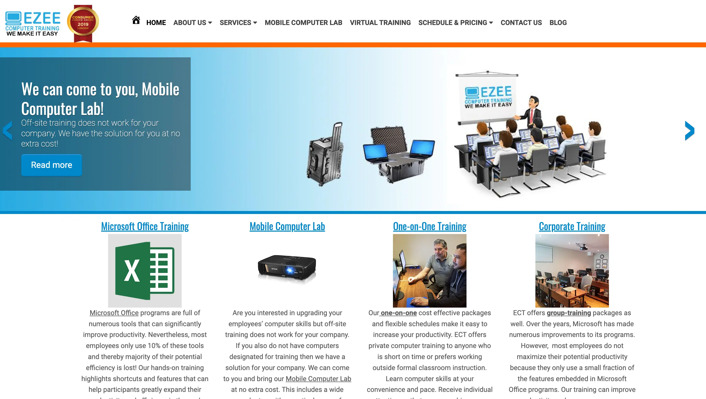Ezee Computer Training - project screenshot