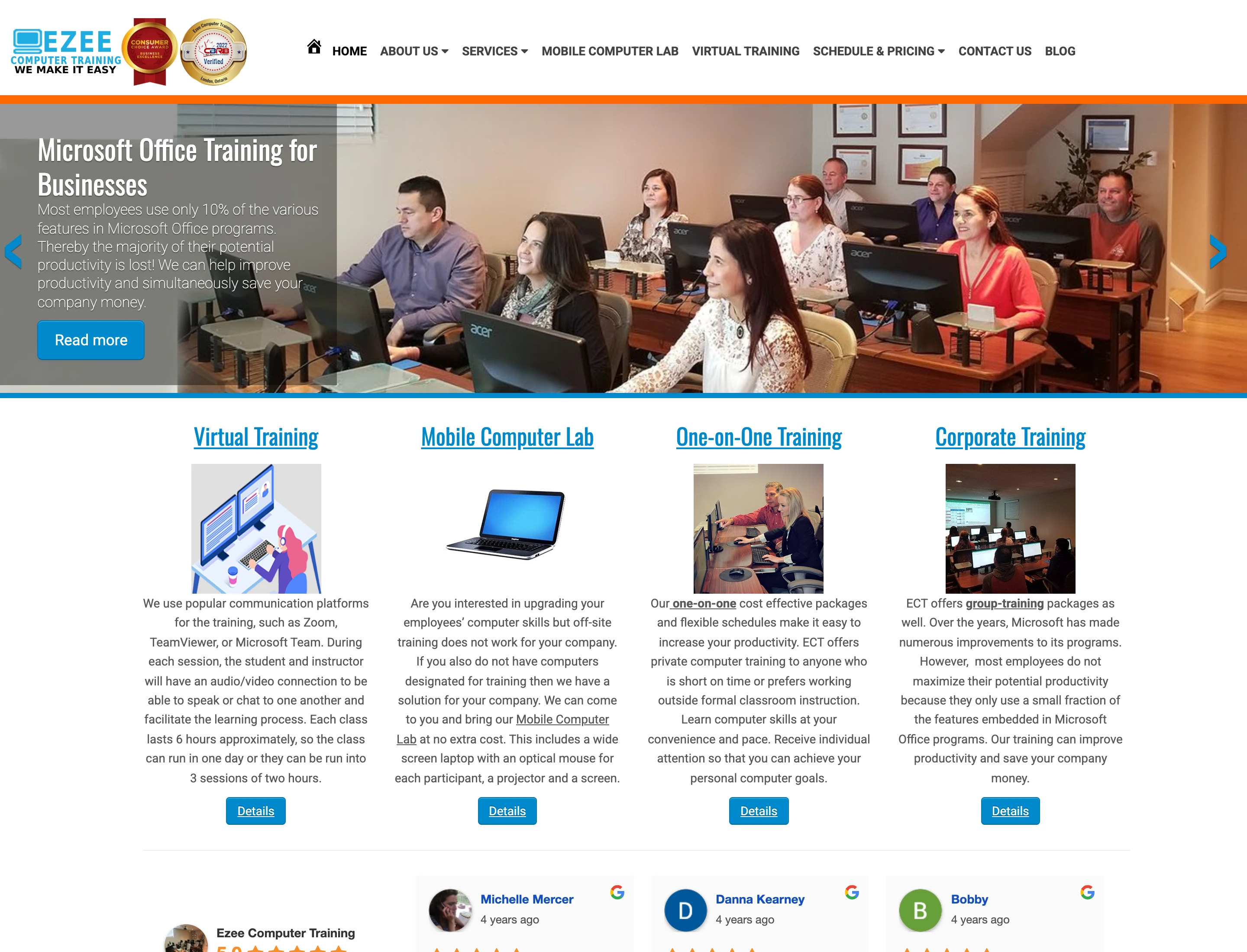 Ezee Computer Training - project screenshot